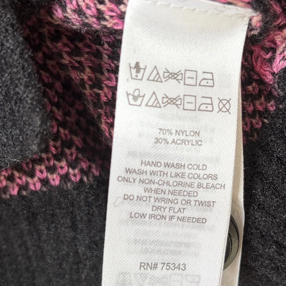 NWOT ruby moon Black Cardigan with Pink Floral Jacquard. Large. - Picture 4 of 4